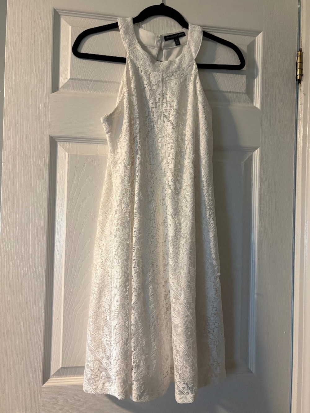 THREE PINK HEARTS - white halter dress